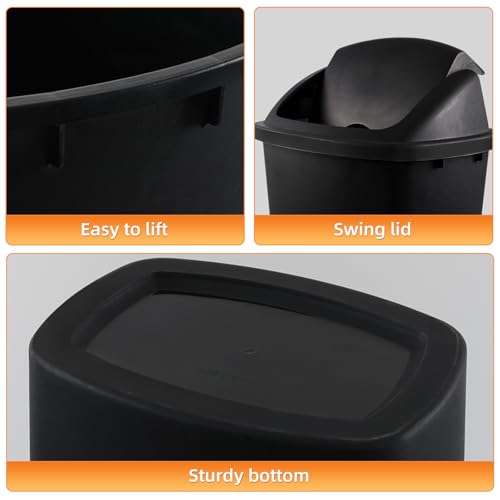 4 Pack Canecas de Basura de Plástico Negra 13 gal miniatura 3