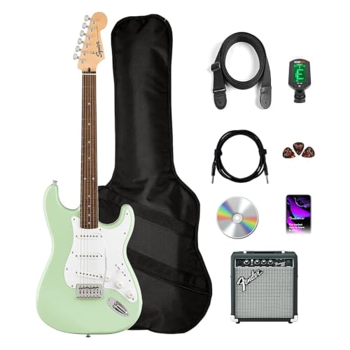 Fender Squier Sonic Stratocaster Pack - Surf Green Bundle with Frontman 10G Amp, Gig Bag, Cable...