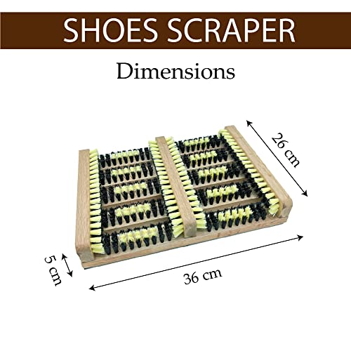 Grattoir à bottes en bois extérieur et brosse essuie-pieds robuste