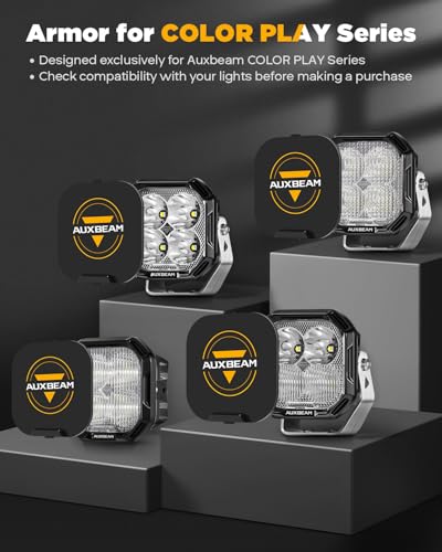 Image of Auxbeam Color Play Series 3 inch Offroad Light Pods Protective Covers, 2-Pack | Black Lens Covers, Snap-On Design, Street Road Compliant, Light Bar Protector, Cube Off-Road Lights Shield, Lamp Protection