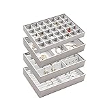 Stapelbare Schmuckkasten: Diese Tabletten können sicher zusammengestapelt und getrennt werden,und rutschen nicht herum. Es passt in fast jede Schublade,Kommode oder Regal.Sie können die Größe und Anzahl der Fächer anpassen,um Ihre persönlichen Aufbewahrungsbedürfnisse zu erfüllen.