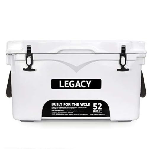High Performance Cooler - 52 Quart Capacity - White - 5-7 Day Ice Retention - Roto-Molded, Commercial Duty Ice Chest - 75 Soda Can Capacity - Rugged Commercial Grade Ice Box - Hunting, Camping