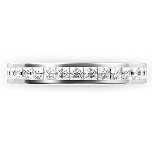 Metal Factory MF00248SZ7 Sz 7 3Mm Sterling Silver Princess Cut Cz Eternity Cubic Zirconia Ring thumb #1