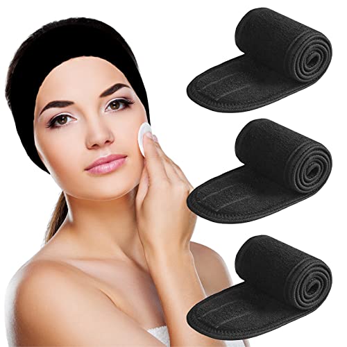 Bandeau spa pour lavage du visage lavable en machine, lot de 3 bandeaux de luxe