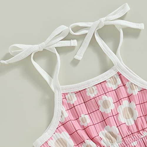 Toddler Baby Girl Sleeveless Halter Jumpsuit Tie-Up Spaghetti Strap Floral Romper Shorts Playsuit One-Piece Outfits (Cc Pink,12-18 Months) #TOP3
