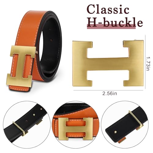 Image of Aurolran Men&Womens Leather Dress Belt Business Automatic Buckle Belt Color-Black Silver Gold