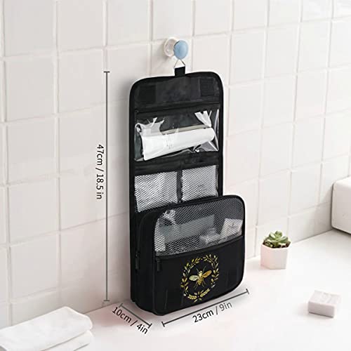 JUAMA Embroidered Bee Toiletry Bag Travel Wash Bag Organised Toiletry Bag Hanging Toiletry Bag Gym Camping Toiletry Bag Portable Cosmetic Organiser Bag for Women Girls Kids