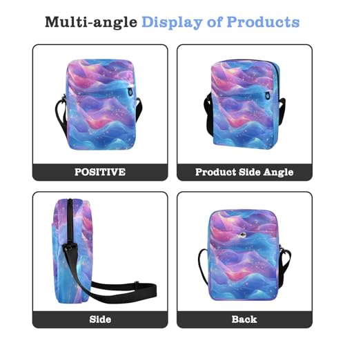 messenger bag crossbody over the shoulder bags for men Women's Purses Adjustable Strap for School School- Chic Pink Royal Blue Rainbow4