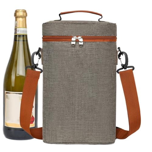 de la Compra para Botellas de Vino, de la Compra de Vino aislada, isotérmica para 2 Botellas | de Transporte a Prueba de Fugas con asa, Portador de Vino portátil para Viajes y
