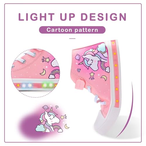 EUXTERPA Kids Toddler Sneakers Light Up Flashing Shoes Girls Boys Easy Fasten High Top Walking Canvas Sneaker2