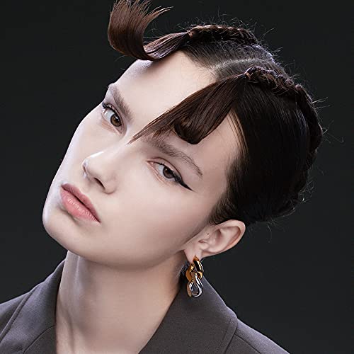 Sloong 14k Gold Plated Chunky Earring Cuban Link Chain Circle Square Hoop Earrings Paperclip Link Chain Jewelry Drop Dangle Earrings set for Women Adult3