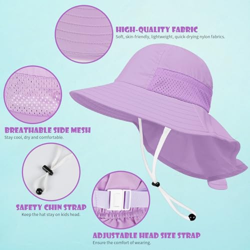 Image of Toddler Baby Sun Hat Kids Summer Beach Essentials Adjustable Beach Hats with Bucket Wide Brim for Boys Girls Age 0-14 Years