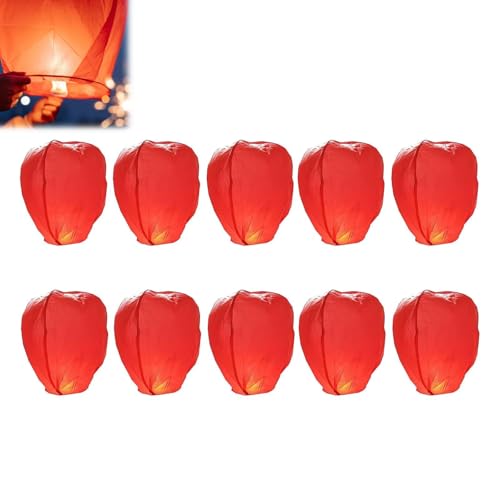 Sky Lanterns, paquete de 10 luces conmemorativas chinas para liberar en el cielo, linternas chinas K-ongming con bloques especiales de cera, decoraciones coloridas de festivales para bodas, cumpleaños