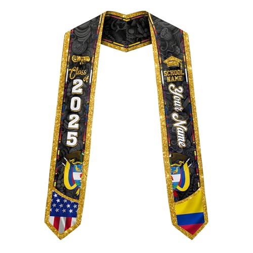 MonkeyVan Colombians Graduation Sash, Custom Colombians American Flag Graduation Sash 2025, Colombia Graduation Stole Clb15