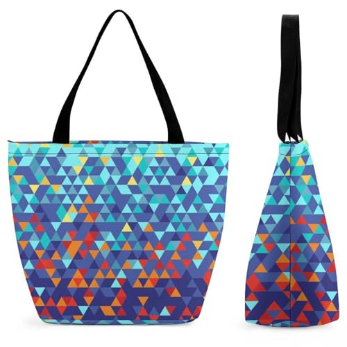 Sac à main triangles colorés pour femme grand format 28.5x18x32.5cm