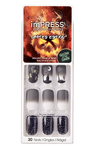 Kiss imPress Press-On Manicure Matte Ombre Medium Length Nails Halloween Limited Edition Glow-in-the-Dark Nails HBIPD64 Hide & Seek
