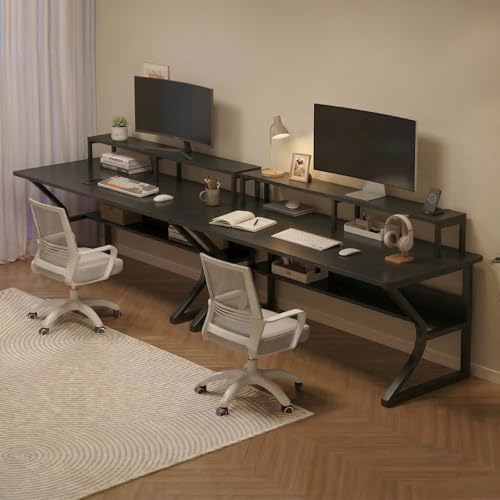 Image of TEKAVO Qri Computer Table for Home Pc | Office Table for Home | Lower Shelf & Moniter Riser, Laptop Table, Worktable, Study Table, Workstation | Black Wood, Metal, (120 Cm x 60 Cm) - DIY
