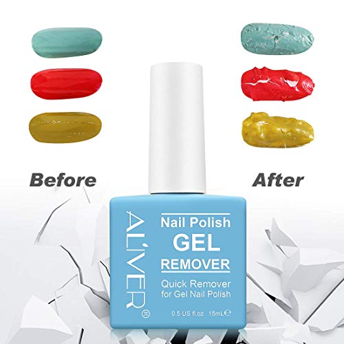 ALIVER Gel Nail Polish Remover Professional for Nails with Cuticle Pusher Tool Remove Gel Polish Don't Hurt Nails in 2-4 Minutes, No Need for Foil, Soaking or Wrapping, Safe and Quick DIY 15ml - Image 5
