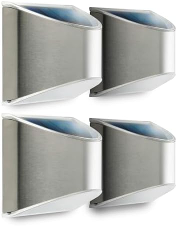 Home Zone Living 4PK Solar Wall Lights, Decorative Outdoor Fence, Stainless