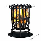 KEKAI Kekai Dana Feuerschale aus Stahl, für den Außenbereich, 2-in-1 mit Grillfunktion, 40 x 56 cm, Grillrost, Schürhaken und Aschenauffangen