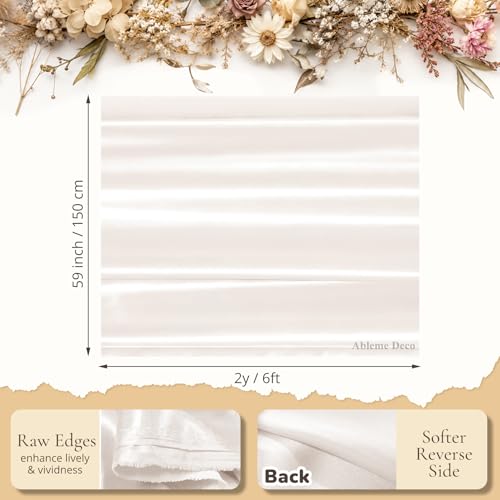 Satin Fabric by The Yard, 59" x 2 Yards, Silky Charmeuse Satin, Ivory by Ableme Deco - Used condition - Image 3