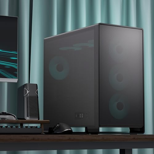 Image of GOLDEN FIELD WindChaser M-ATX Computer Case - Ultimate Cooling Mesh Panel with Tool-Free Design, 360mm Radiator | 180mm CPU Cooler | 410mm GPU | USB3.0 | Type-C, Mid Tower Chassis Gaming PC Case -Dark