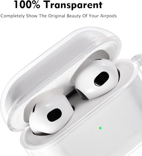Image of Compatible with Airpods 4 (2024) Pouch Case Cover, Soft Silicone Case Cover with Key-Chain, 360 for Airpods 4 Gen Full Protective Pouch Case (Transparent)
