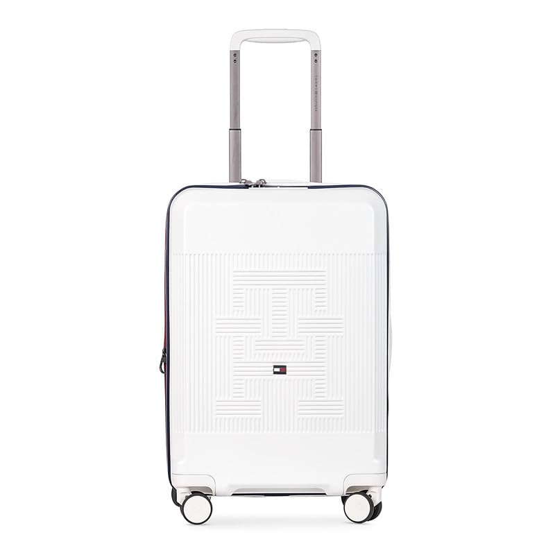 Image of Tommy Hilfiger Cabin Luggage Patrick - Off White | Carry-On Trolley Bag with TSA Lock | 360 Spinner Wheels | Telescopic Handle | Hardshell Polycarbonate Suitcase |Water Resistance | 44L Capacity