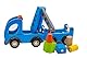goki 55875 - Kranwagen mit Magnetanhänger, Vielseitiges Holzspielzeug, Nachhaltige Qualität, blau, Förderndes Baufahrzeug ab 3 Jahre, Blauer Krahnwagen und Anhänger