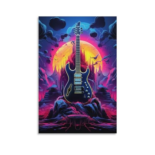 Guitare murale déco salon moderne avec cette impression sur toile chic