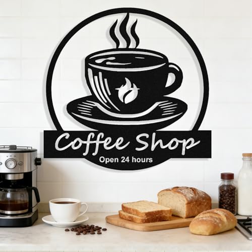 Image of Personalized Coffee Metal Sign, Custom Coffee Bar Signs, Custom Name Signs for Cafe Station, Coffee Wall Art Decor for Kitchen, Cafe Shop Decor, Cafe Lover Gift