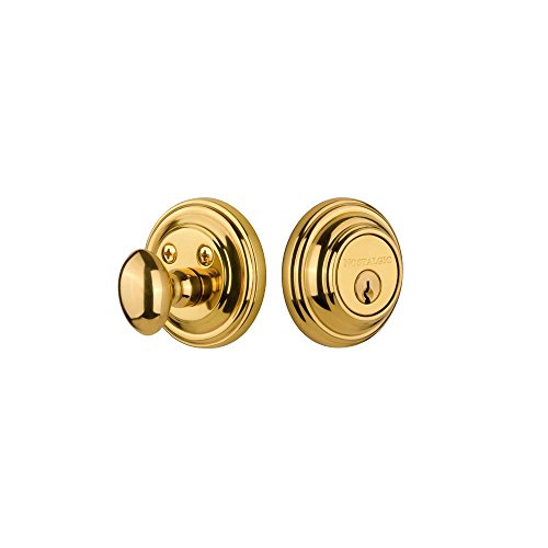 Image of Nostalgic Warehouse Classic Single Cylinder Deadbolt, Polished Brass, Key Lock, 2-3 /8 Inch Backset, 5-Year Warranty