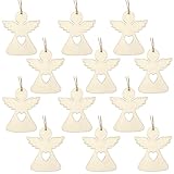 Augshy Holzengel Anhänger, 60 Stück Holz Engel Anhänger Schutzengel Holz Weihnachten für Weihnachtsbaum Weihnachten Party Deko