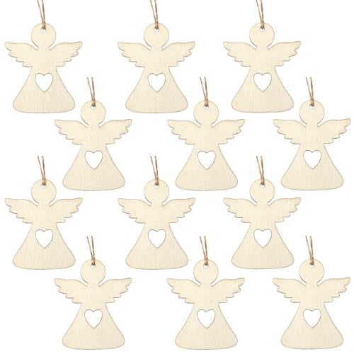 Augshy Holzengel Anhänger, 60 Stück Holz Engel Anhänger Schutzengel...