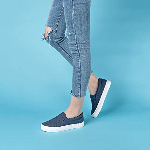 Image of JENN ARDOR Womens Slip On Sneakers Perforated /Quilted Casual Shoes Fashion Walking Flats