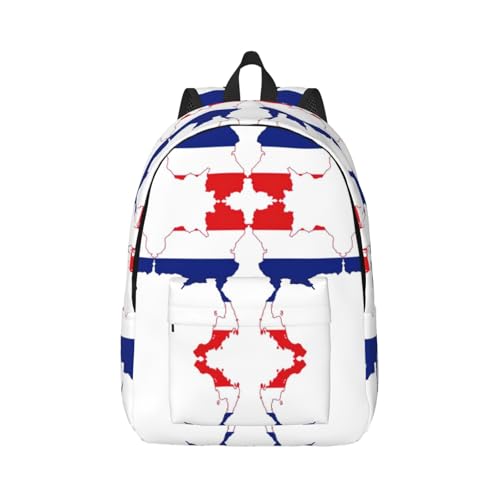 Vbcxza Mochila de lona con estampado de mapa de la bandera de Tailandia, tamaño mediano y pequeño, perfecta para senderismo, viajes y uso diario, Black, S, Mochilas rucksack