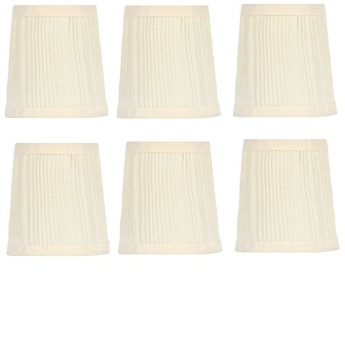 Upgradelights 4 Inch Pleated Retro Drum Chandelier Lamp Shades in Eggshell (set of six) 3x4x4