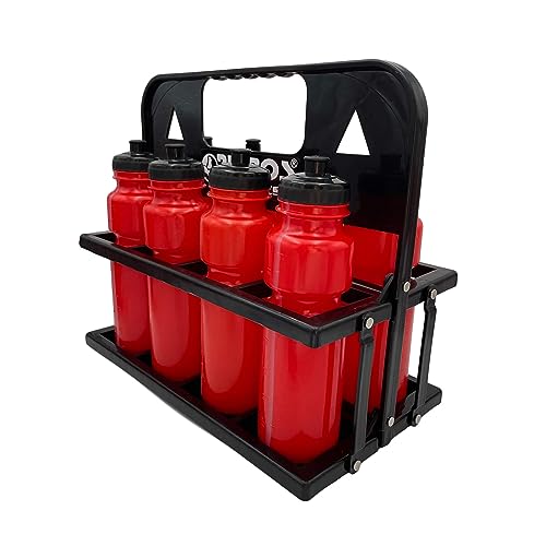 RHINOS sports Juego de 8 botellas de 750 ml con soporte, color rojo