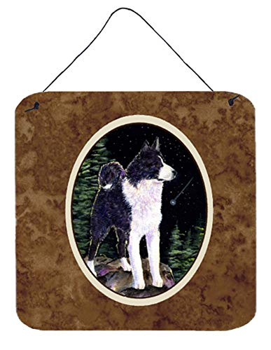 Caroline's Treasures SS8483DS66 Starry Night Karelian Bear Dog Wall or Door Hanging Prints Aluminum Metal Sign Kitchen Wall Bar Bathroom Plaque Home Decor, 6x6, Multicolor