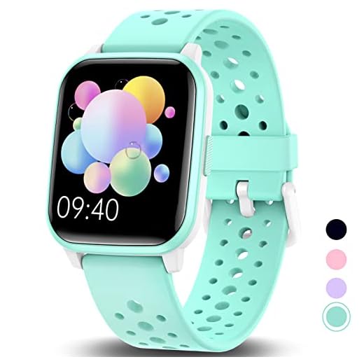 HENGTO Kids Smart Watch for Girls Boys, IP68 Fitness Activity Tracker Watch with Sleep Mode, Pedometers,Waterproof Kids Watch with 20 Sports Modes, Great Gift for Age 6+ Kids Teens (Green)