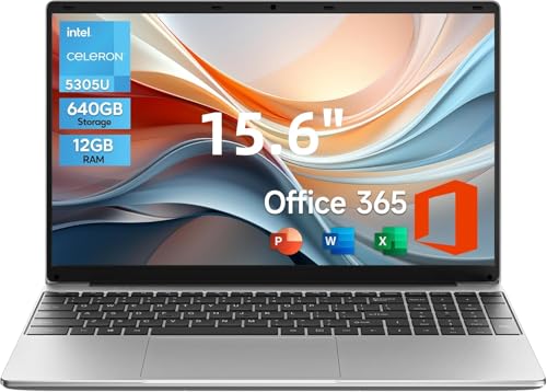 jumper Laptop 15,6 Zoll FHD Display, inklusive Office 365, 12 GB RAM 128 GB eMMc + 512 GB SSD, Prozessor 5305U Notebook, 38 Wh, Zwei Stereo-Lautsprecher, Typ-C, USB 3.0, 2024