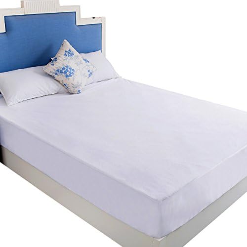 Zesqee Queen Mattress Protector TPU Coated Waterproof Mattress Protector 100% Cotton Terry Cloth with Polyester Furbelow Surrounding