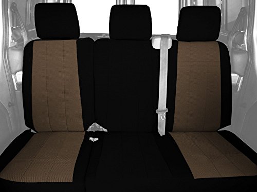 Center 60/40 Split Bench Seats, CalTrend EuroSport Seat Covers for 2011-2011 Chevrolet Suburban 1500|Chevrolet Suburban 2500 Beige Beige Insert with Black Trim