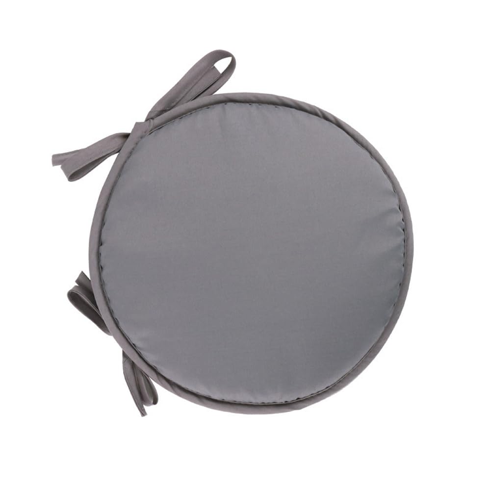 2 Piece Round Chair Cushions 12"/15" Indoor Outdoor Seat Cushion with Ties,Garden Patio Soft Round Dining Kitchen Chair Pad Bar Stool Pad (Light Grey,12inch)