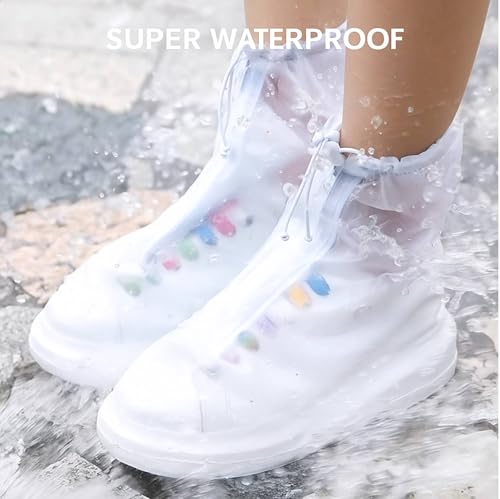 Image of Lify Waterproof Shoe Covers for Rain & Snow - Transparent Reusable Overshoes with Non-Slip PVC Rubber Sole for Men & Women - Protective Boot Covers for Cycling, Camping, Fishing, Travel, Gardening- 1 Pair