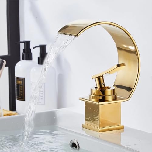 Nowoczesna bateria łazienkowa zlew jednouchwytowy kran mieszający mosiądz wodospad design stylowa bateria umywalkowa współczesna oprawa łazienkowa trwała i elegancka
