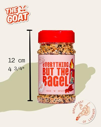 The GOAT Spicy Everything But The Bagel Seasoning Jumbo 180g Shaker - All Purpose Finishing Spice for Meat and Vegetables with Crunchy Sesame and Poppy Seeds, Gourmet Artisan UK Made Blend
