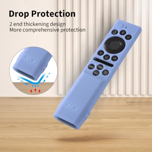 Image of Oboe Silicone Tv Remote Cover Compatible with Samsung Smart Tv Remote 2026 Model BN59-01498A Open Key Case with Lanyard (Glow in Dark Blue) [REMOT E NOT Included]