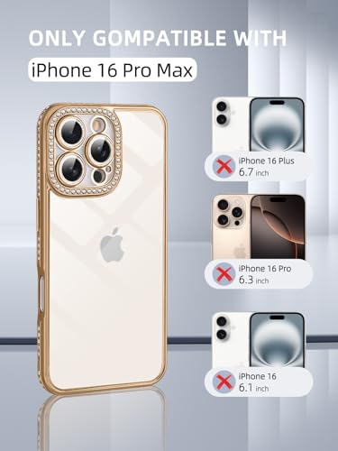 Protection esthétique iPhone 16 Pro Max transparente à paillettes or - 2