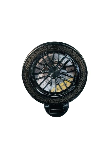 Image of Mobile Protective Case with Ring Stand Holder, Vintage Wheel Design, Light Black